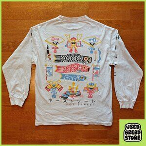 Key Street Japanese Graphic Mens Medium White Cotton Long Sleeve T-Shirt Racing